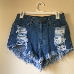 Vibrant Vera Distressed High-Waisted Denim Shorts